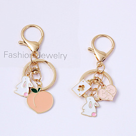 Cute Fruit Peach Keychain Handmade with Alloy for Girls' Bag Accessories