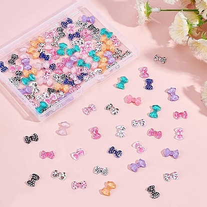 Olycraft 120Pcs 12 Styles Bowknot Resin Cabochons, Nail Art Decoration Accessories for Women