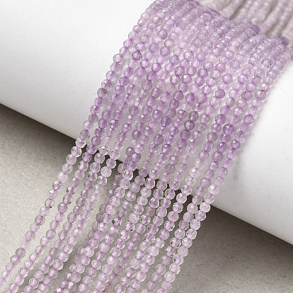 Нити бусин из натурального лавандового аметиста, граненые, круглые