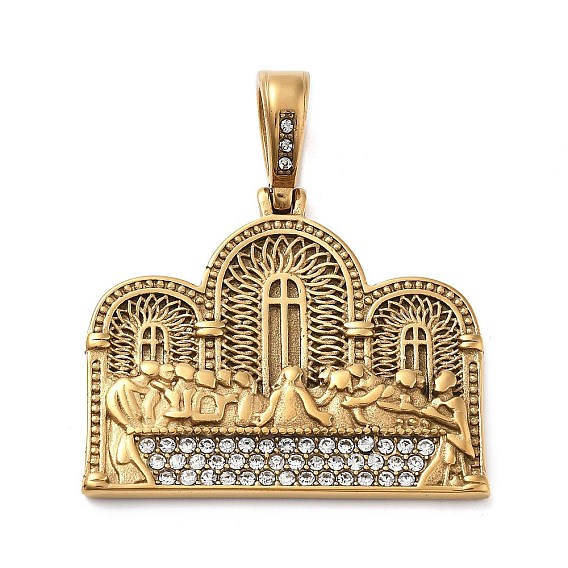 304 из нержавеющей стали горный хрусталь подвески, с пластиковой жемчужины, ионное покрытие (ip), последний ужин