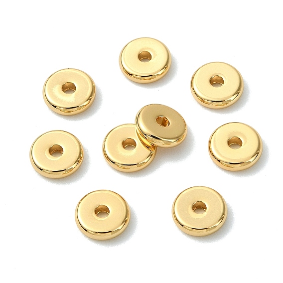 SHEGRACE Brass Beads, Cadmium Free & Nickel Free & Lead Free, Flat Round