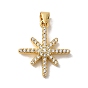 Star Rack Plating Brass Micro Pave Clear Cubic Zirconia Pendants, Long-Lasting Plated, Lead Free & Cadmium Free