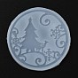 Christmas Coaster Food Grade Silicone Molds, Resin Casting Molds, For UV Resin, Epoxy Resin Craft Making, Round with Christmas Tree