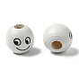 Spray Painted Natural Wood European Beads, Round with Emotion