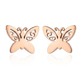 Stainless Steel Hollow Butterfly Earrings with Ethnic Patterns