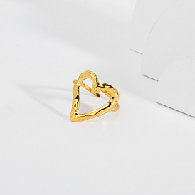 Hollow Heart 304 Stainless Steel Cuff Open Rings for Women