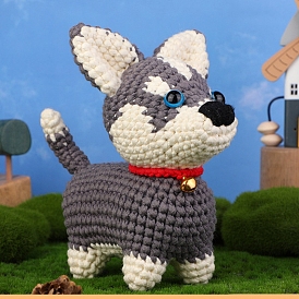 Kits de tricot pour chiens diy 3d pour débutants, y compris le fil de coton fourré