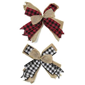 Christmas Linen Big Bowknot Decorations, with Twist Tie, for Christmas Party Decorations