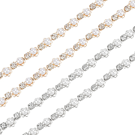 4 двор 2 стиль стразы чашки цепи с АБС пластик жемчужные бусины, цепи из сплава и железа