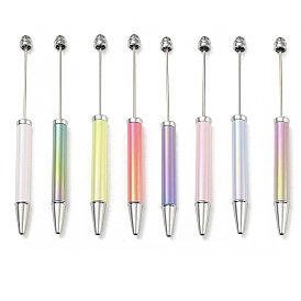 UV Plated Plastic Ball-Point Pen, Beadable Pen, for DIY Personalized Pen with Jewelry Beads