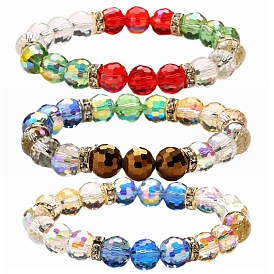 96-Facet Earth Crystal Bead Bracelet with Multi-Color Glass Beads - 10mm DIY Jewelry