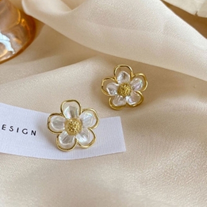 Golden Alloy & Acrylic Earrings for Women