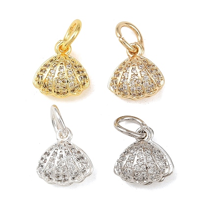 Латунные микропаве прозрачные кубические циркониевые подвески, формы раковины, стойки покрытие, долговечный, без свинца и без кадмия, с целью перехода в кольце