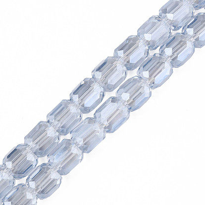 Electroplate Transparent Glass Beads Strands, Faceted, Column