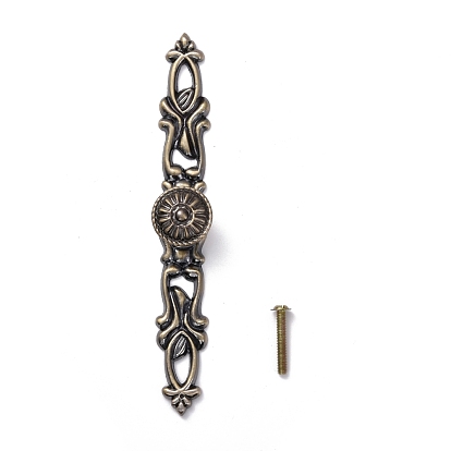 Vintage Victorian Floral Pattern Alloy Cabinet Door Knobs, Kitchen Drawer Pulls Cabinet Handles, with Iron Screws