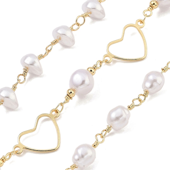 Латунные цепные цепи, с пластмассовой жемчужиной abs, с катушкой, пайки