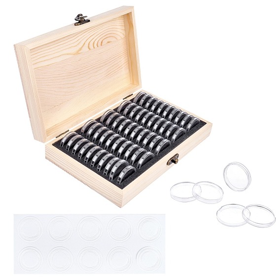 Wood Boxes Plastic Coin Collection Boxes Display