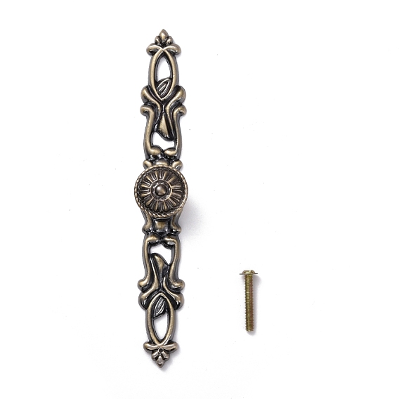 Vintage Victorian Floral Pattern Alloy Cabinet Door Knobs, Kitchen Drawer Pulls Cabinet Handles, with Iron Screws