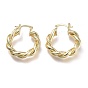 Brass Hoop Earrings, with 304 Stainless Steel Pins, Twisted Ring Shape