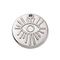 304 Stainless Steel Pendants, Flat Round with Eye