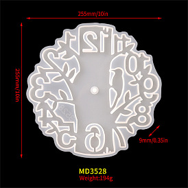 Tree Clock Wall Decoration Silicone Molds, for UV Resin, Epoxy Resin Craft Making