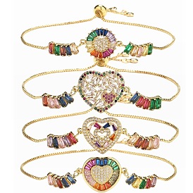 Colorful Luxury Heart-shaped Bracelet with Micro-inlaid Zircon for Women