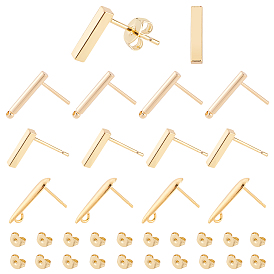 Brass Stud Earring Findings, with Ear Nut, Mixed Shapes