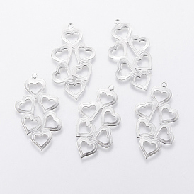 304 Stainless Steel Pendants, Heart with Heart