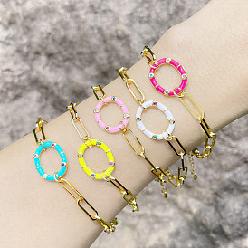 Colorful Geometric Ellipse Bracelet for Women, Fashionable and Simple Jewelry