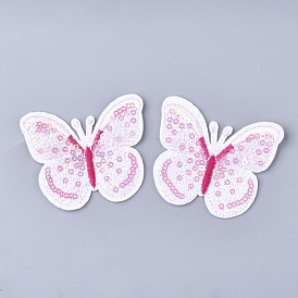 Computerized Embroidery Cloth Iron On Patches, with Paillette, Costume Accessories, Appliques, Butterfly