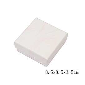 Cardboard Gift Boxes, with Sponge inside, for Jewelry, Square with Marble Pattern