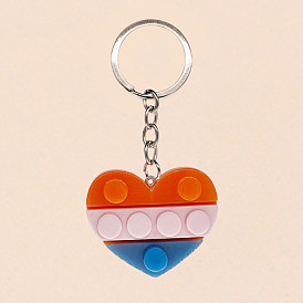 Colorful Acrylic Heart Keychain with Building Block Design for Bag Decoration