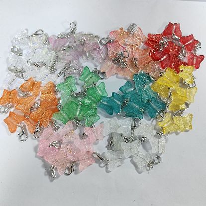 80 piezas 10 colores mariposa colgante de cristal decoración, con broches de langosta de la aleación de la garra