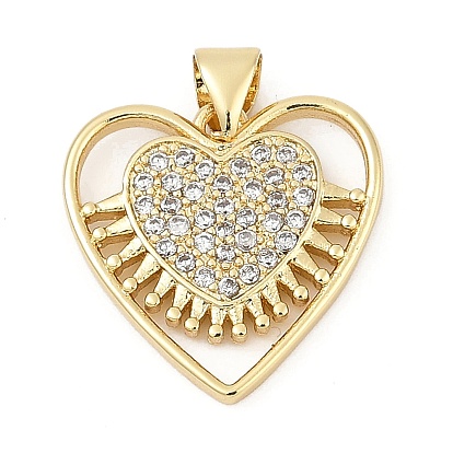 Латунные микро проложить кубического циркония подвески, сердце прелести, без кадмия и без свинца, долговечный, стойки покрытие