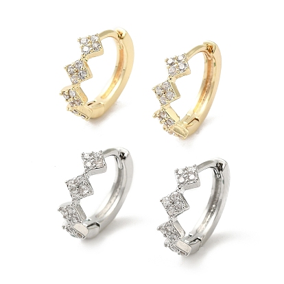 Серьги-кольца с ромбами из кубического циркония, украшения из латуни для женщин