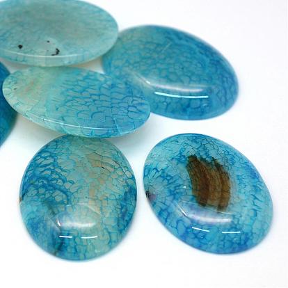 Oval Dyed Natural Crackle Agate Cabochons, 40x30x6~8mm
