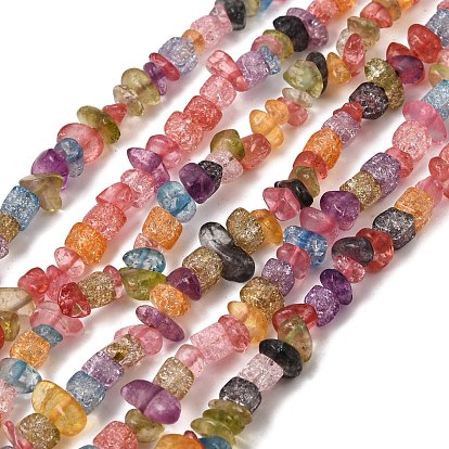 Synthétiques puces crépitement de quartz perles brins, 5~8x5~8mm, Trou: 1mm, environ 32 pouce