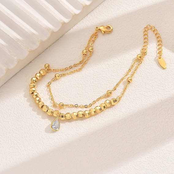 Старинные браслеты со стразами в форме слезы, латунные многорядные браслеты для женщин