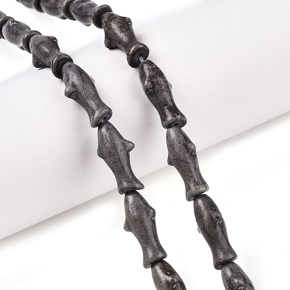 Синтетических нитей бирюзовые бусы, окрашенные, форма рыбы