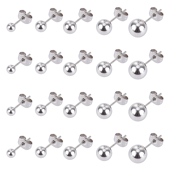 201 серьги из нержавеющей стальной шарик, гипоаллергенные серьги, с 316 хирургическими штифтами из нержавеющей стали, 4 мм / 5 мм / 6 мм / 7 мм / 8 мм