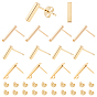 Brass Stud Earring Findings, with Ear Nut, Mixed Shapes