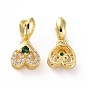 Brass Micro Pave Green Cubic Zirconia Ice Pick Pinch Bails, Heart