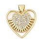 Латунные микро проложить кубического циркония подвески, сердце прелести, без кадмия и без свинца, долговечный, стойки покрытие