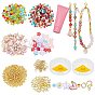 DIY-Schmuck-Kits, inklusive Karabinerhaken aus Zinklegierung, Glasperlen, Anhänger aus Acrylperlen und Legierungsemaille, Mischformen