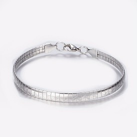 304 Stainless Steel Chain Bracelets, with Lobster Claw Clasps, V Shape Pattern
