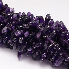 Natürlichen Amethyst Perlen Stränge, Chip, 11~28x6~8x4~6 mm, Bohrung: 1 mm, 15.35 Zoll