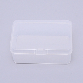Transparent Plastic Bead Containers, with Hinged Lids, Flip Cover, Rectangle