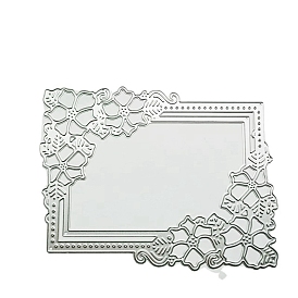 Flower Pattern Rectangle Photo Frame Carbon Steel Cutting Dies Stencils, for DIY Scrapbooking, Photo Album, Decorative Embossing Paper Card