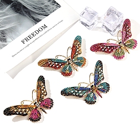 Retro Alloy Rhinestone Brooch Pins for Women, Butterfly