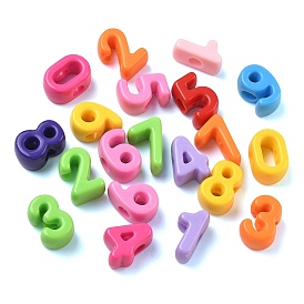 Непрозрачный акрил европейского бисера, число 0~9, большое отверстие шарик